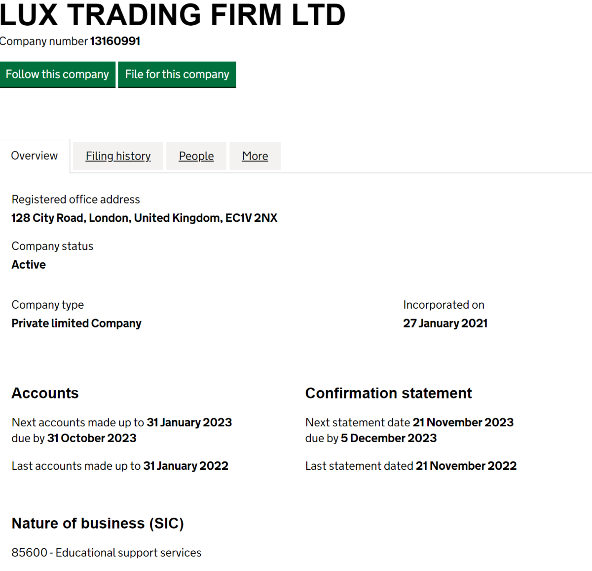 英国工商局（Companies House）