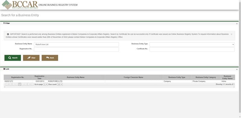 Company Registration Information