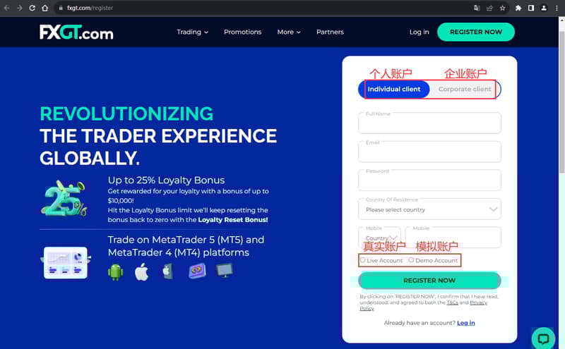官网显示账户注册信息2