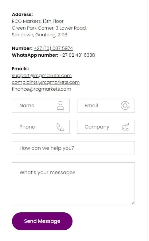 RCG Markets Customer Support