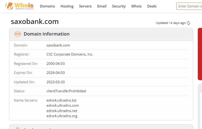 Saxo Bank Whois Registration