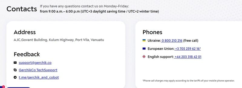 Gerchik & Co Customer Support