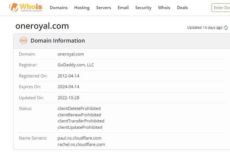 One Royal  Whois registration