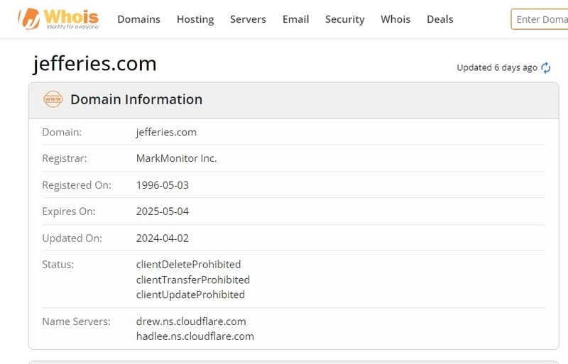 Jefferies  Whois registration