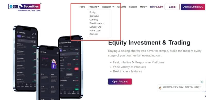 Trading products of SBI SECURITIES