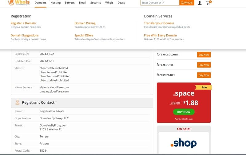 Convecton Financial Technology in WHOIS domain registration time