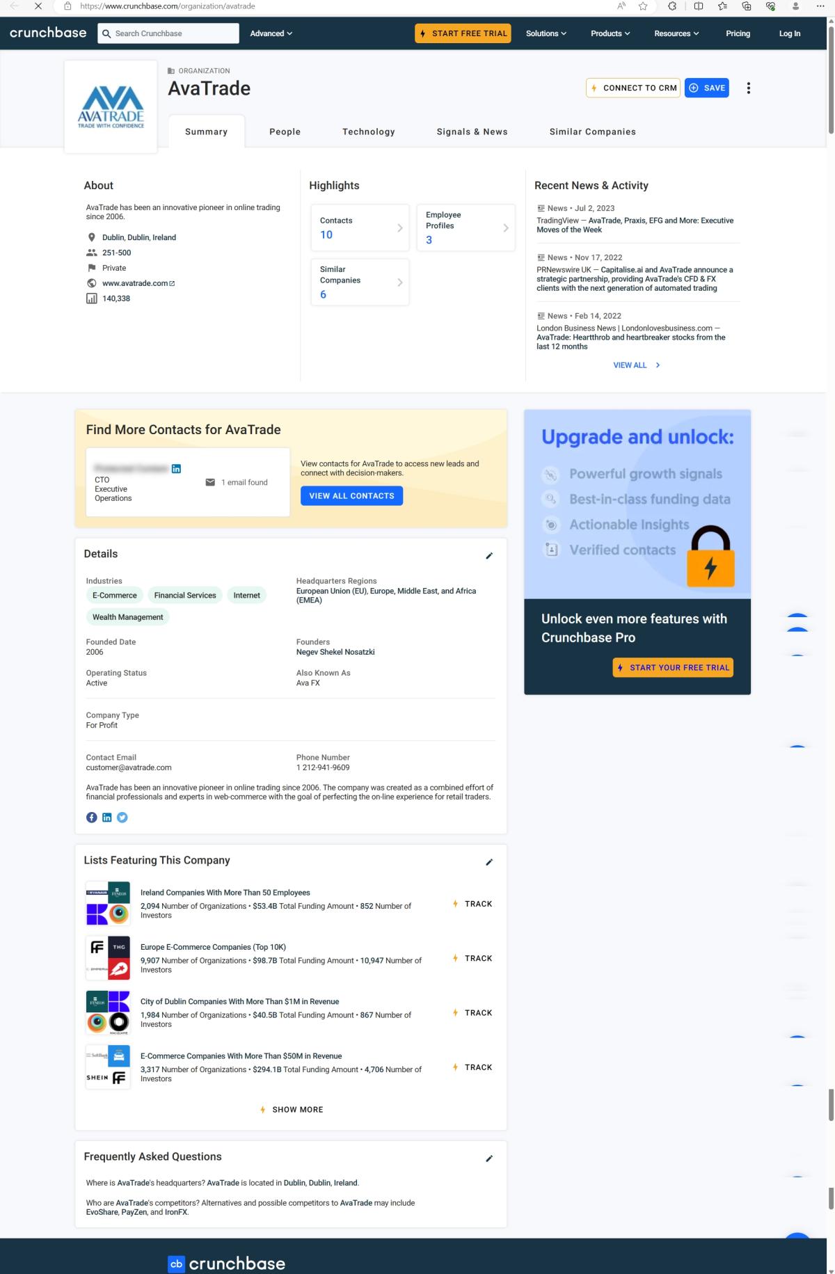 Crunchbase query results