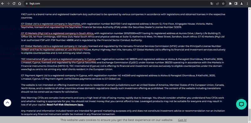 官网显示公司注册信息