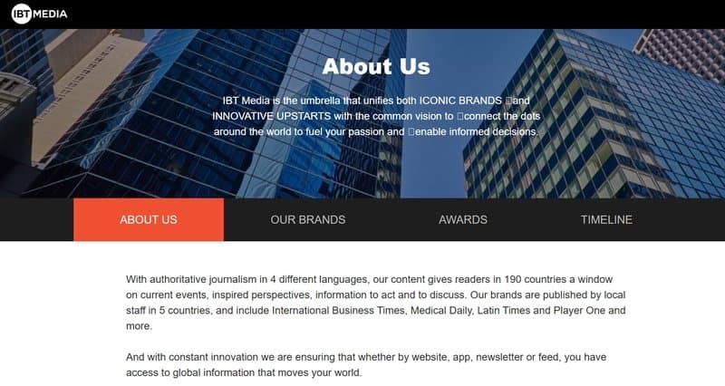 IBT official website screenshot - About Us