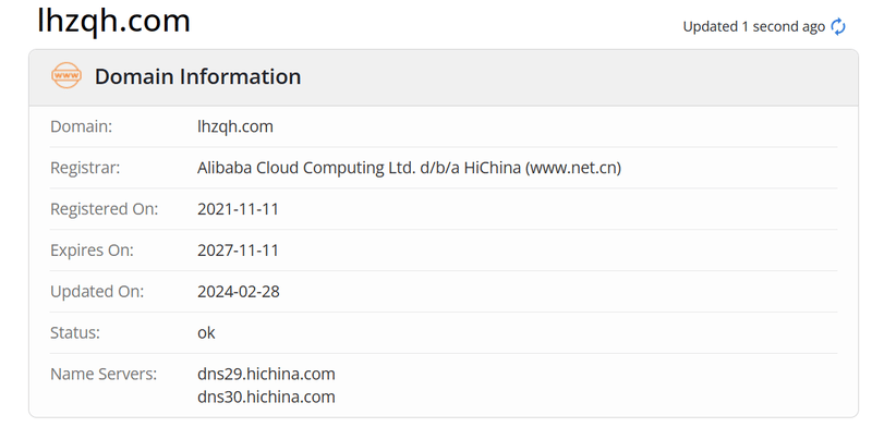 Zhitong Finance whois.com domain age data