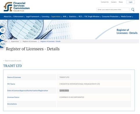 Tradit Limited FSC Inquiry