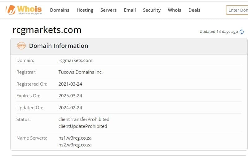 RCG MARKETS Whois Registration