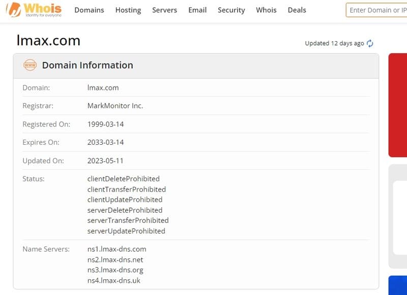 LMAX Whois registration