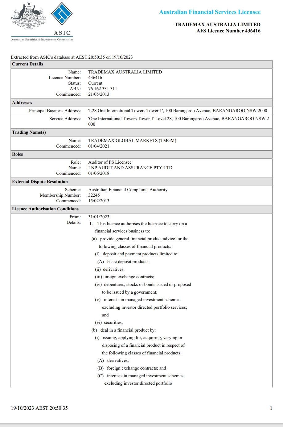 Australian Securities and Investments Commission (ASIC)