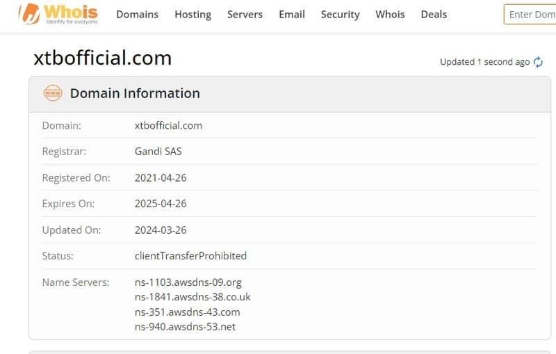 XTB Whois Registration
