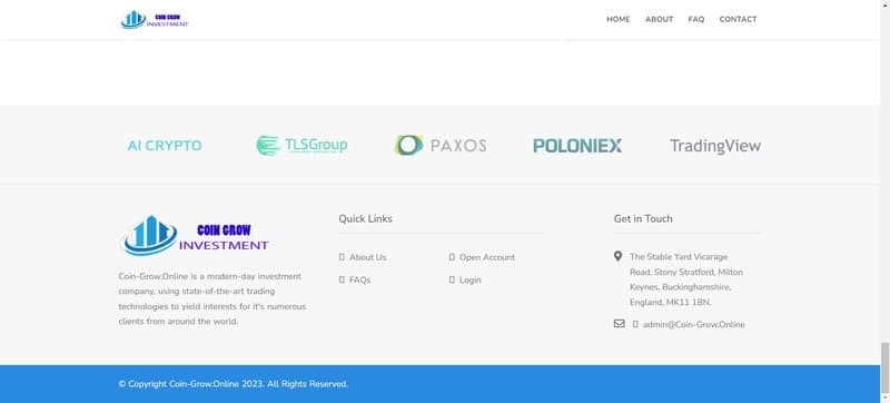 COIN GROW INVESTMENT's official website overview