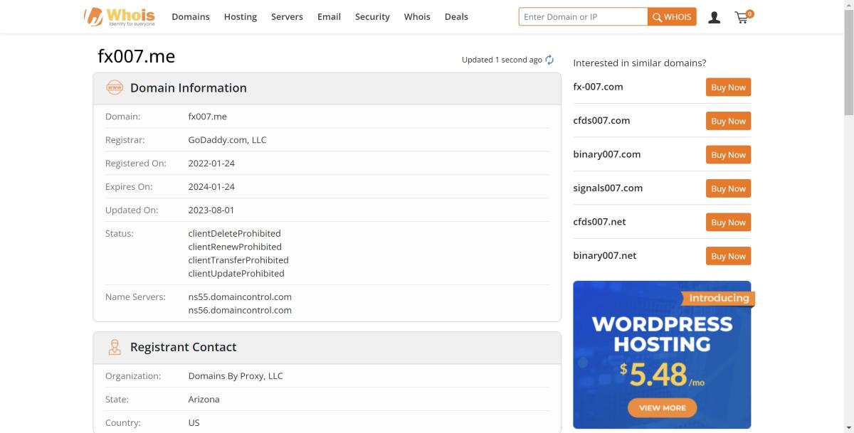 none.land whois Screenshot