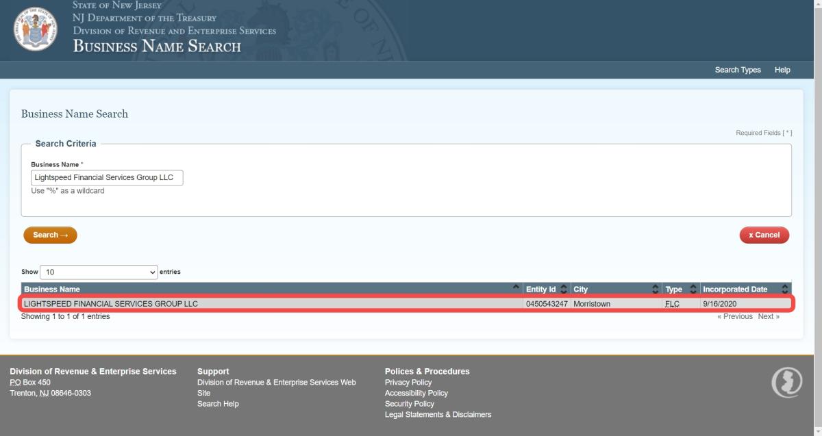Lightspeed公司注册信息