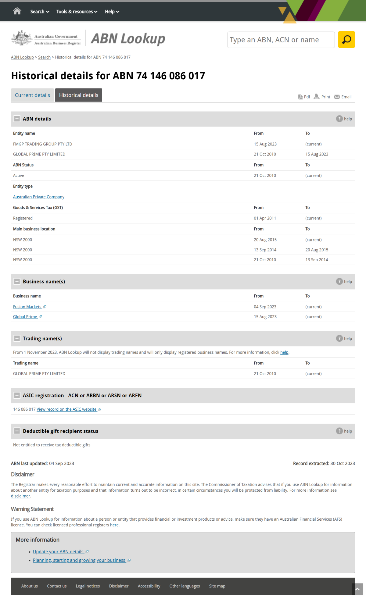 澳大利亚商业登记处（Australian Business Register）