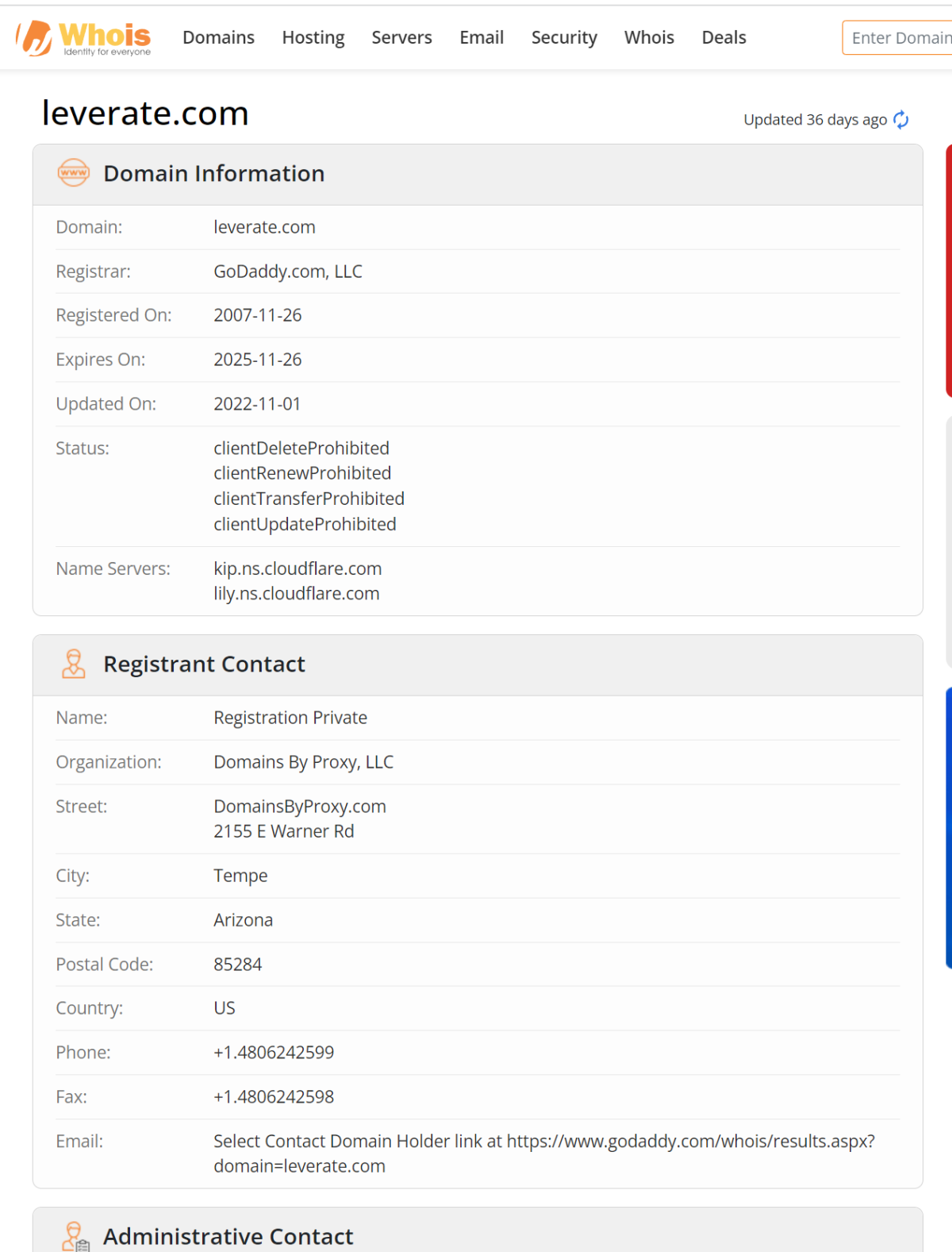 Leverate whois查询截图