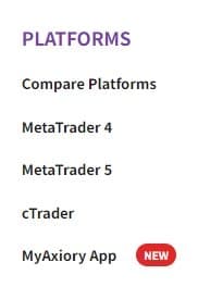 Axiory Trading Platforms