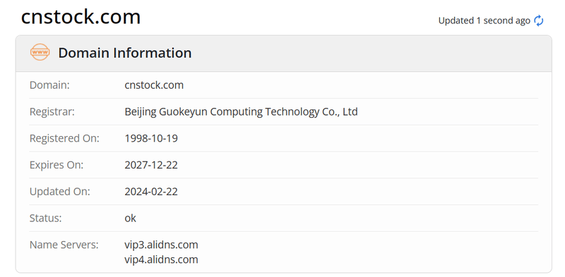 Shanghai Securities News whois.com Domain Age Data