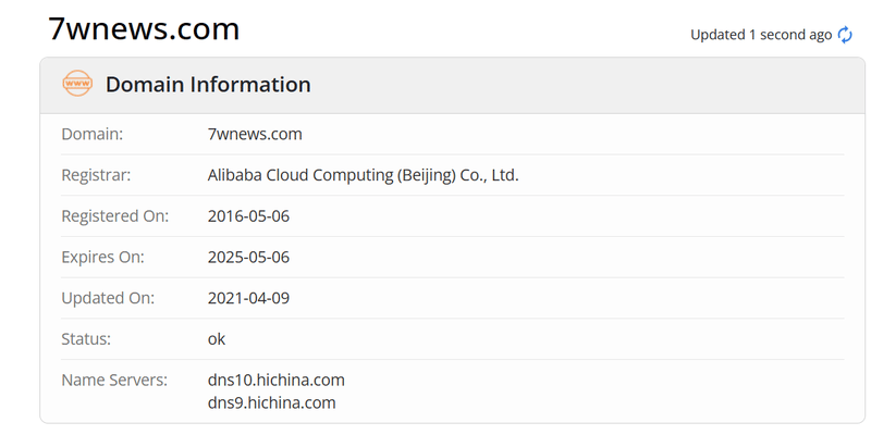 7wnews whois.com Domain Age Data