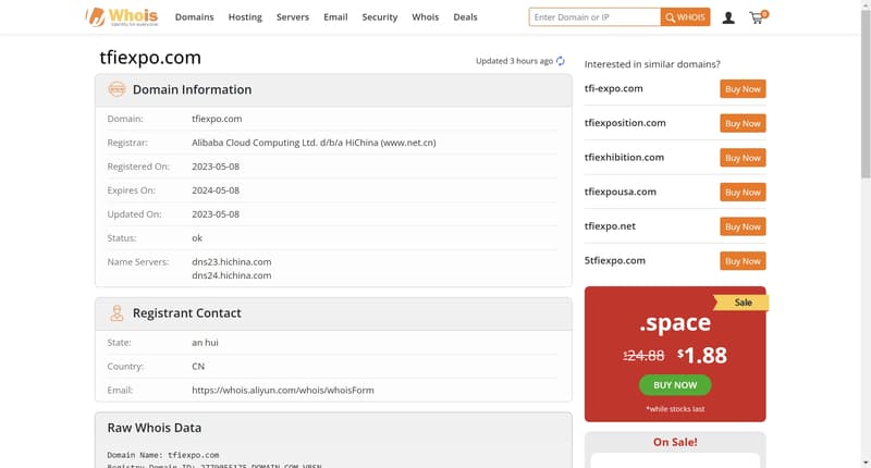 TFIEXPO域名注册时间