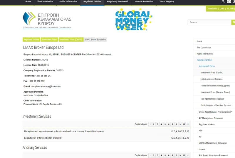 LMAX Cyprus regulatory inquiry