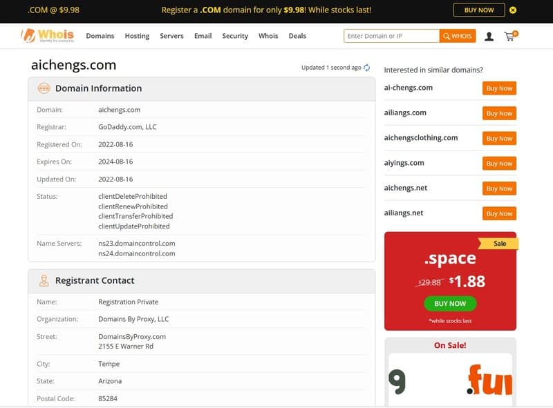 Aicheng WHOIS lookup