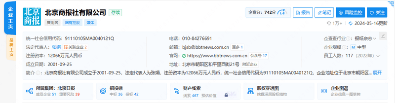 Beijing Business Today's registration information
