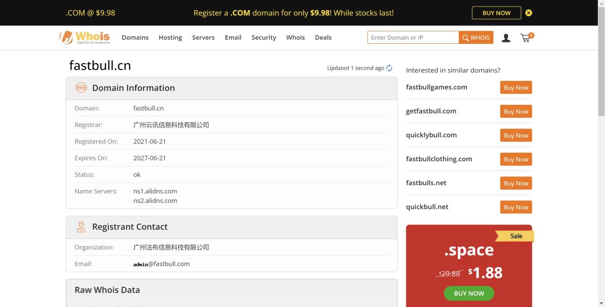 fastbull whois record