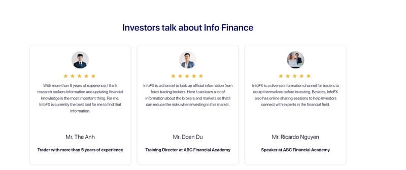 Business Sections of the InfoFX Website 3