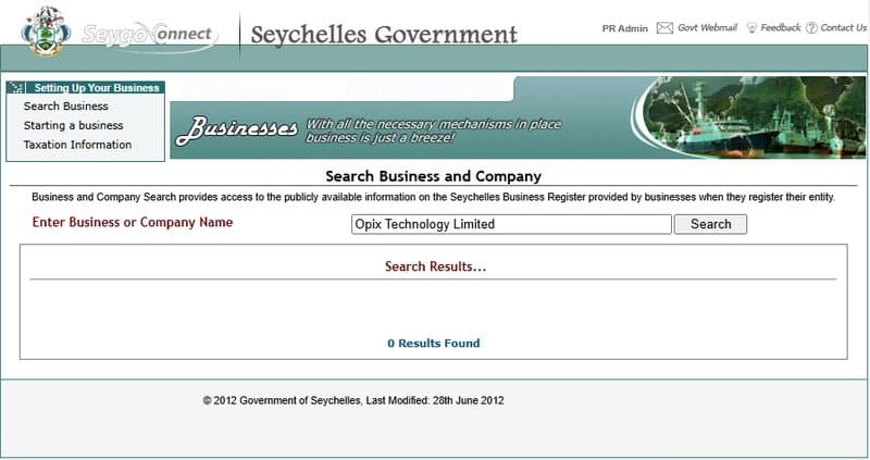 No relevant registration records found in the Seychelles Business Registration