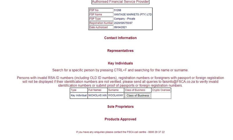 FSCA regulation inquiry
