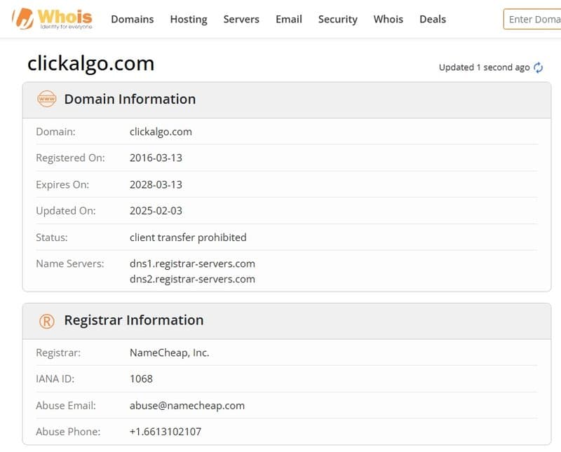 Website Registration Date