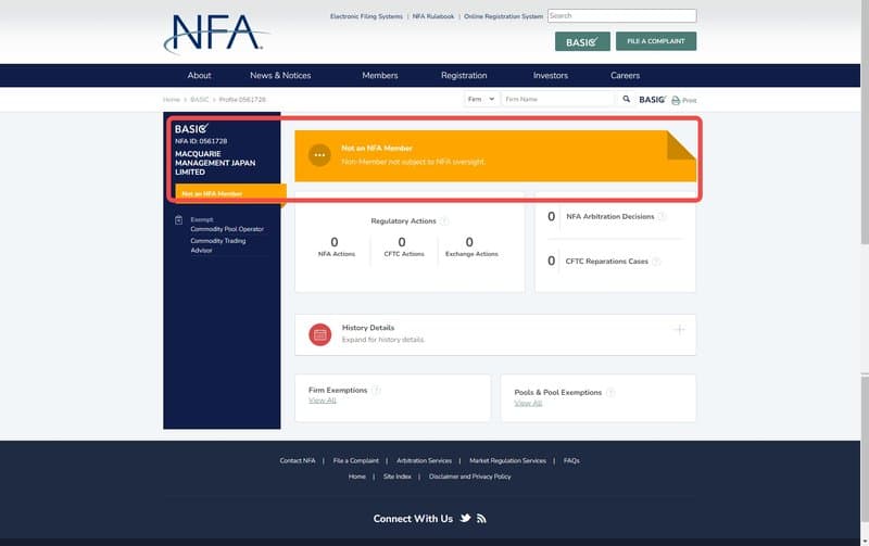 Macquarie’s U.S. NFA regulation inquiry