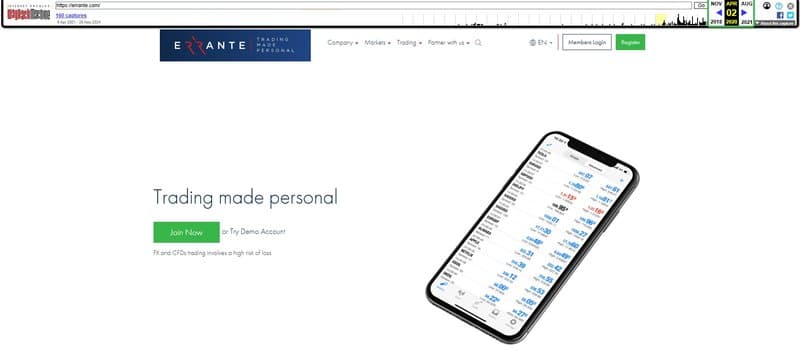 The earliest recorded instance of Errante content is April 2, 2020