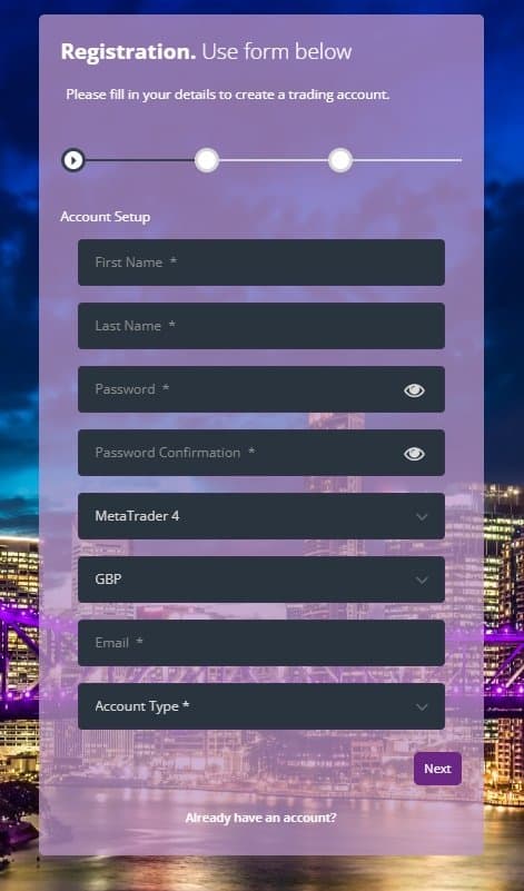 RCG Markets Account Registration 2